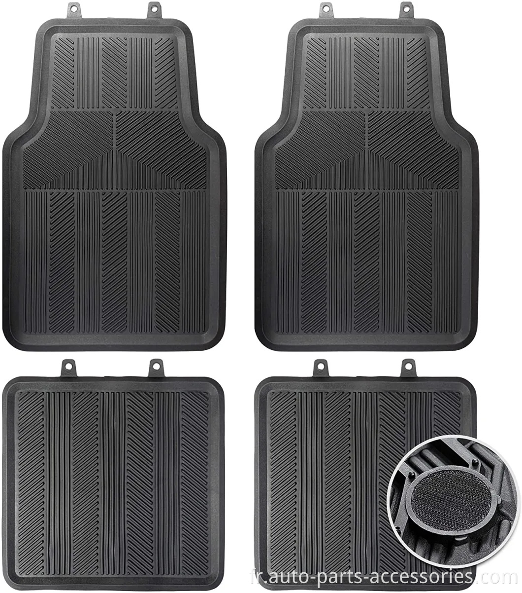 Tapis de sol de voiture sans glissement toute la saison, caoutchouc flexible, noir